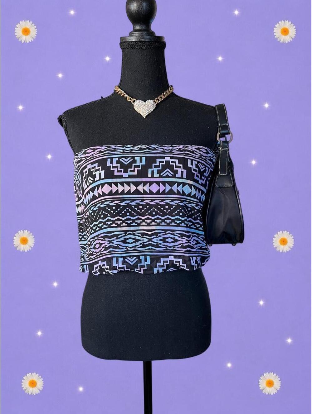 Vintage Y2K Boho Festival Indie Sleaze Tribal Tube Top Size XS/S